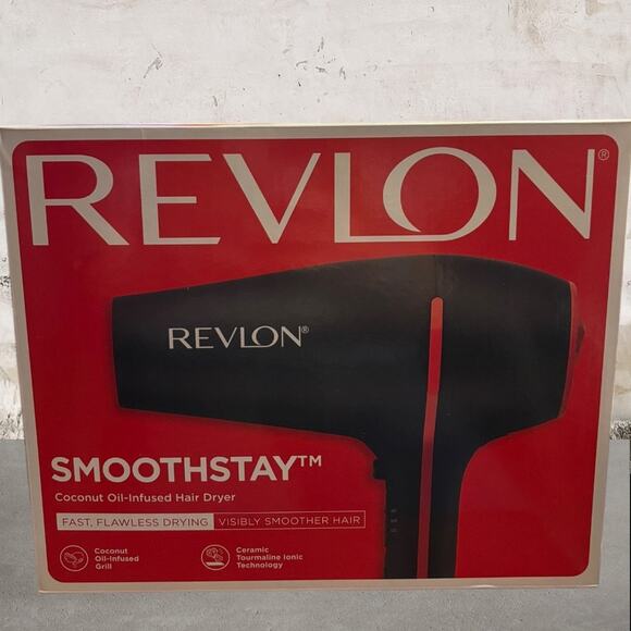 REVLON SmoothStay Coconut Oil Infused Hair Dryer w/ Diffuser & Concentrator NEW - Picture 1 of 7